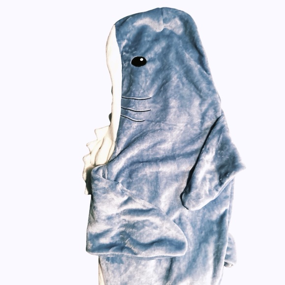 Plush Shark Costume Onesie Pajamas Blanket - Picture 9 of 16